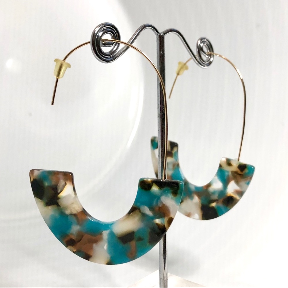 Acrylic Statement Tortoise Shell Hoop Earrings